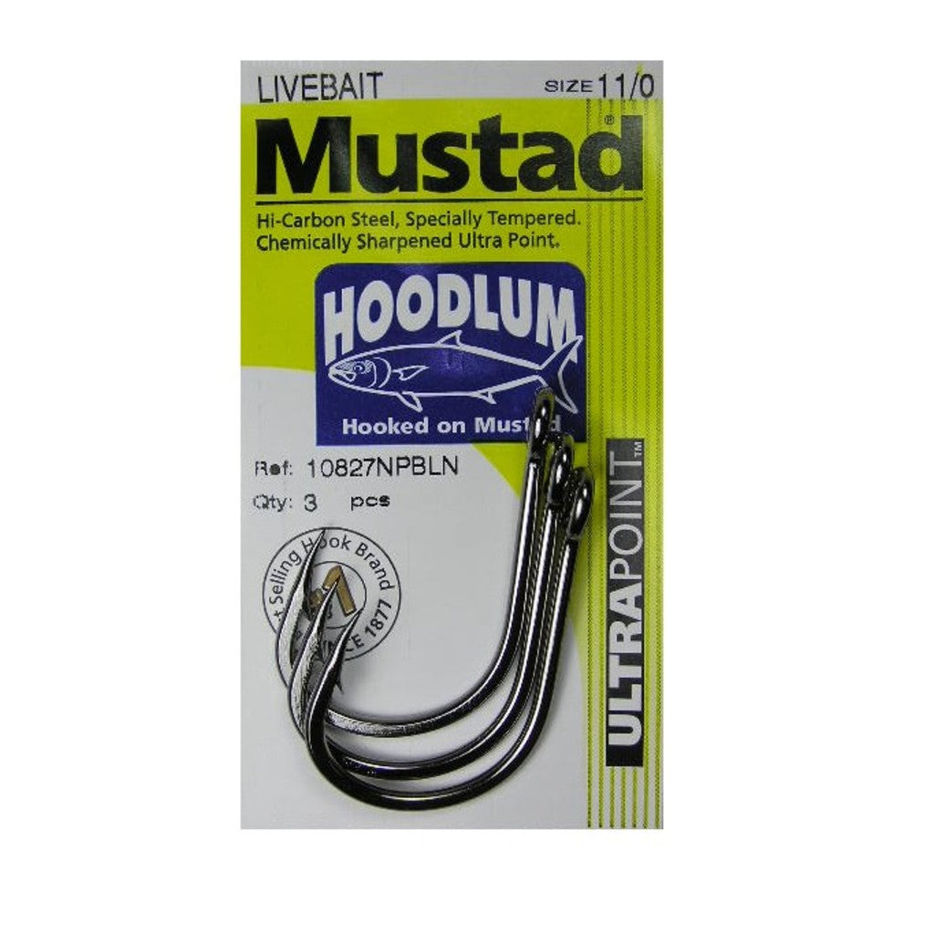 4 Pack Mustad Ultra Point R10827NPBN-60 Hoodlum 4X Ringed Bait Hooks Size  6/0